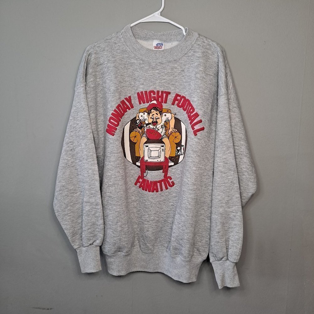 Vintage Monday Night Football Fanatic Pullover Crewneck Sweatshirt XL Super Bowl